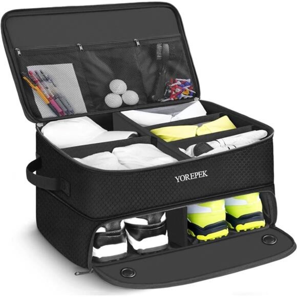 2 Layer Golf Trunk Organizer, Golf Gifts for Men with Separate